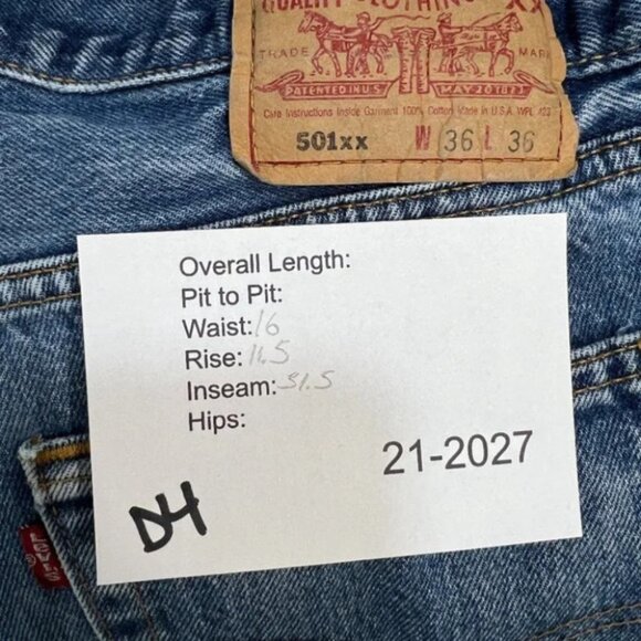 Vtg Levis 501xx Button Fly Blue Jeans USA MADE Denim Pants 501-0000 Size 36 x 36 - Picture 7 of 7